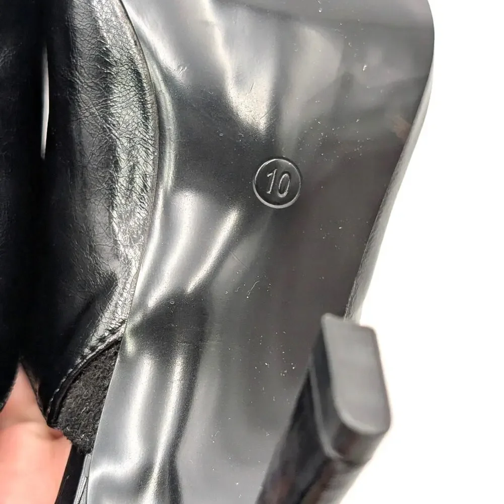 Steve Madden Dayla Peep Toe Heel Mule Women's Black Leather Size US10M EU40.5